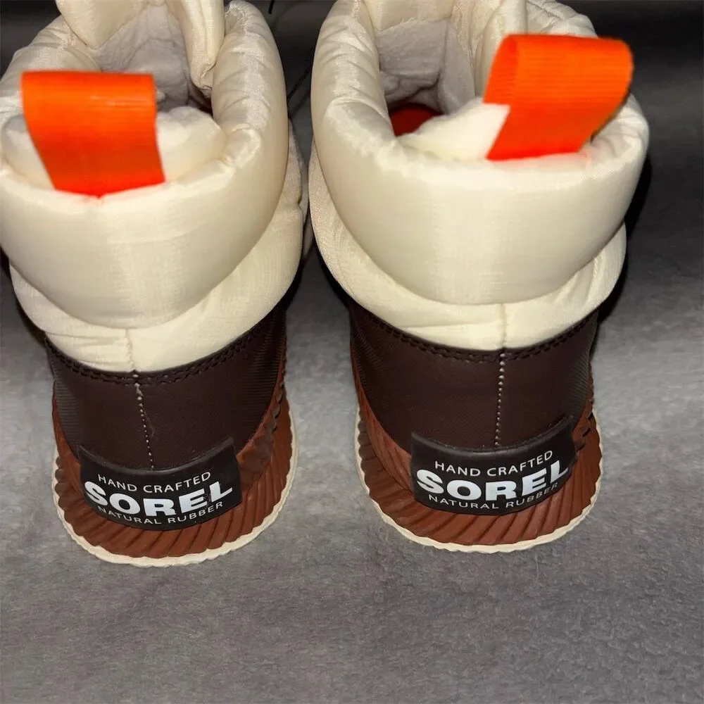 🚫SOLD🚫 Sorel Out N About III Puffy Zip Boots Cream Espresso Orange Waterproof 11 - Picture 8 of 12